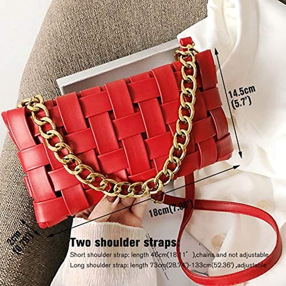 Handbags - 🔥 Weave Design Small PU Leather Clutch Crossbody Bags For Women Luxury